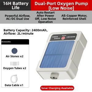 Hadassah | Solar Rechargeable Dual-use Portable Mini Oxygen Pump for Fishkeeping and Fishing