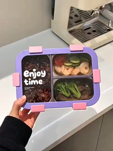 Enjoy Time 304 Stainless Steel Lunch Box Divided Compartment Leakproof Bento Box Student Outdoor Food Container