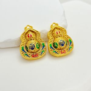 Handmade Sand Gold Five Fortunes Gourd Necklace Eight Treasure Compass Lucky Charm DIY Ancient Style Jewelry Accessories Materials