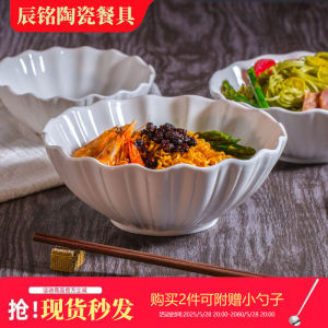 Chinese Style Ceramic Noodle Bowl with Stand Underglaze Color Soup Bowl Large Size for Home Use New 2025 Pattern