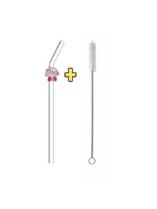 1/2/5PCS Fantasy Theme Glass Straws Unicorn/cake/cloud Designs with Iridescent Finish Reusable Bent Straws for  Drinks