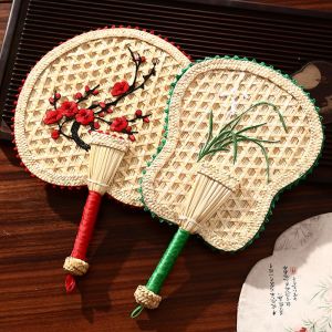 Handcrafted Portable Mosquito Repellent Fan Ancient Style Wickerwork Design High Aesthetic Value for Summer Use round Shape