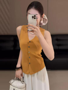 YUFUQING | French Vintage V-neck Sleeveless Vest Womens Fashion Casual Top High Waist Long Pants Summer New Style Elegant Atmosphere