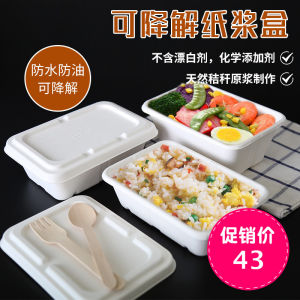 Degradable Paper Pulp Takeaway Lunch Box Rectangular Disposable Dinner Box Eco-friendly Compostable Food Container Salad Box