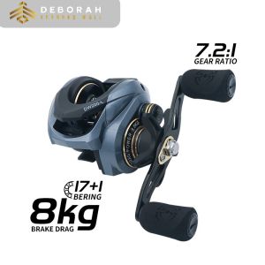 Baitcasting Reel 8kg Max Drag 18+1 Bearings 7.2:1 Gear Ratio Metal Line Cup Baitcasting fishing Reels GREY Zinc alloy bearings