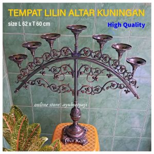 Tempat Lilin cabang 7 KUNINGAN SOLID Tinggi 60cm Kaki Dian Besar Candle Holder kipas parabola Dekorasi Tempat lilin altar gereja antik ukir BRASS cawan klasik