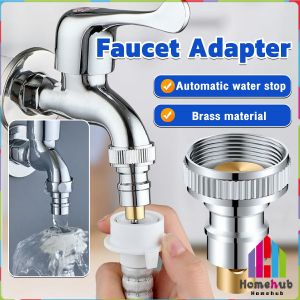Homehub Universal Fully Automatic Water Stop Washing Machine Faucet Adapter Nozzle Full-automatic Anti -Falling Water Stop Valve 1/2" Adapter