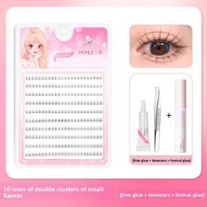 MONLEYTA | Natural Looking Double Cluster False Eyelashes Transparent Stem Invisible Design For Women Easy To Apply Lower Lashes
