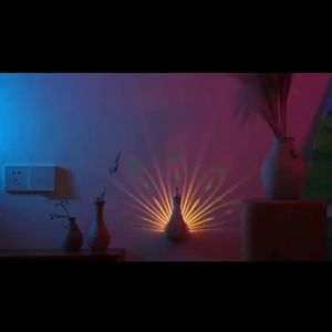 Peacock Wall Lamp Atmosphere Remote Control Wall Lamp Rechargeable Touch Dimming Projection Night Light Suitable for Bedrooms