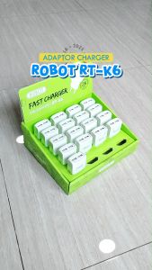 Kepala Charger Robot 2 USB Isi 20 Pcs - Batok Charger Adaptor Ip Fast Charging Adapter Android Kepala Casan Fast Charging Robot RT-K6