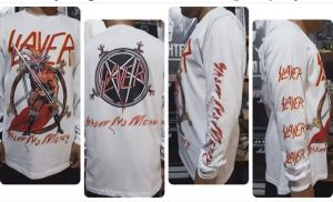 kaos band SLAYER Show No Merchy Ls Putih