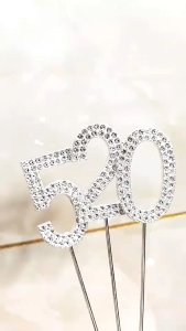 Elegant Alloy Number Cake Topper 0–9 – Rhinestone Sparkle for Birthday Cakes