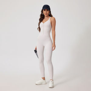 QYUED | Zippered Fleece Elastic Quick-Dry Padded Yoga Unitard