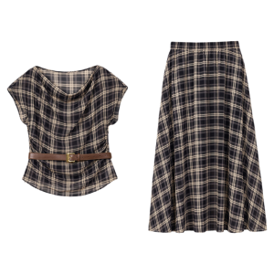 Vintage Elegant Plaid Suit Dress Set