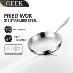 316 stainless steel frying pan stainless steel non-stick pan uncoated wok suitable for induction cooktops and gas stoves Cookware Cooker