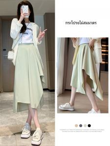 Womens Skirt Summer Mid Length Long Length Minority Dress 2024 New Arrival High Waist Slim Looking A- line Umbrella Skirt Asymmetrical Suit Skirt