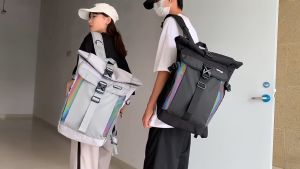 New Fashion Travel Backpack Shoulder Bag Male Women Tide Cool Reflective Strip Large-Capacity Bags (Malaysia Ready Stock)
