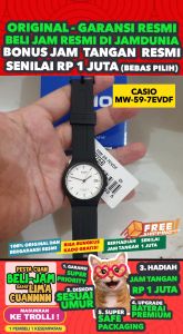 CASIO ORIGINAL - CASIO MW-59-7E - MEN - Black White - Strap Resin - Jam dunia JD17ST # Jam Tangan Pria Cowok Anti Air Digital Analog + CASIO MW 59 7E MW-59 59 MW59 $ WR5 STR KC7 HT7 D11