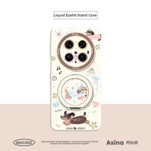 Asina | Cute Dachshund Design Magnetic Stand Liquid Silicone Phone Case
