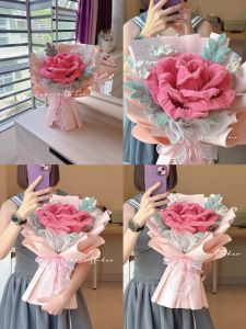 Valentines Day Gift Handmade DIY Super Large Rose Bouquet Material Kit Creative Qixi Festival Gift for Girlfriend Twisted Stick