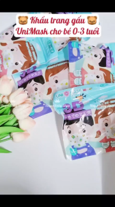 Khẩu trang gấu cho bé sơ sinh 3D Uni Mask dễ thương cho bé 0-3 Tuổi