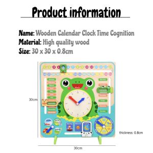 Montessori Wooden Toys Baby Weather Season Calendar Clock Time Cognition Puzzle Preschool Educational Teaching Aids Toys