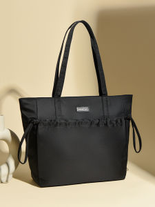 2025 New Simple Double Layer Waterproof Nylon Tote Bag Large Capacity Commuting Class Computer Bag Handheld Single Shoulder Bag