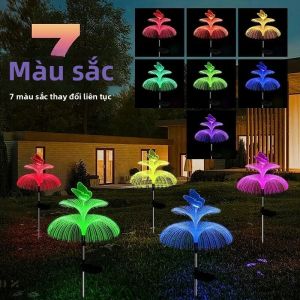 Đèn Sân Vườn Năng Lượng Mặt Trời Ngoài Trời 7 Màu RGB Gradient Thiết Kế Sứa Chống Nước Phong Cảnh Con Đường Chiếu Sáng Đơn/Hai Lớp