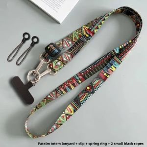 Mobile Phone Crossbody Clip Antilost Retro Pattern Strap Long Straps Adjustment Length Hanging Universal Neck Lanyard For Phone