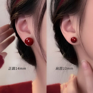 New Year Red Pearl Silver Earrings Womens Fashion Sensation No Piercing Required Ear Jewelry out Winter 2024 Style