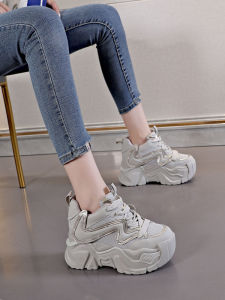 Spring Autumn Thick Bottom 10cm High Heel 2025 New Genuine Leather Inner Heightening Platform Sports Single Shoes Dad Shoes Women Trend