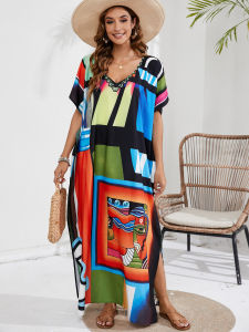 Plus Kích Thước Dài Đầm Nữ Dây Buộc Tay Cánh Dơi Đầm Maxi Loungewear Phong Cách Đi Biển Đồ Bơi Coverup Thường Ngày Mùa Hè Che