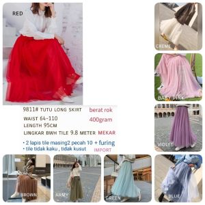 ●ECLAIRE● 003 Rok Panjang Longskirt Tutu Tulle Polos Basic Kasual Pesta Kondangan Cantik Bagus Mode Trendy Classy Elegant Import 9811