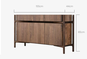 Black Walnut Wood Sideboard Cabinet Living Room Solid Wood Entrance Cabinet Modern Minimalist Tea Cabinet Wall Japanese Style Storage Locker