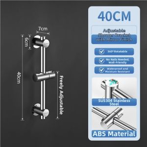 TEKANAI | No-drilling Adjustable Shower Head Bracket Stainless Steel