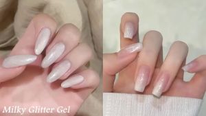 MTSSII | Milky Reflective Glitter Gel Nail Polish White Shimmer Glitter Semi Permanent Soak Off UV Gel Varnish Manicure Nail Supplies DIY