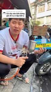 Máy phun sơn h83 đầu bex 1.2 chuyên phun sơn dầu  sơn P.U sơn mịn chuyên sơn xe máy cho độ mịn cao