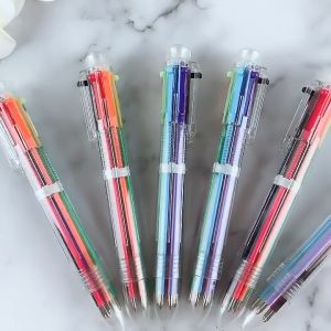 🔥SG Local Stock🔥3pcs 6 in 1 Colorful Ballpoint Multicolor Retractable Ballpoint Pen for Office School Supplies Students Children Gift