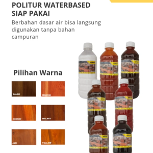 poles pewarna kayu jati mahoni kaleng kecil 60ml waterbased plitur kayu siap pakai