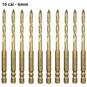 Bộ 10 Mũi Khoan Chữ Thập Mạ Titan 3-12mm Dùng Cho Kính Gốm Sứ Bê Tông Xây Dụng Cụ Mở Lỗ Bằng Cacbua