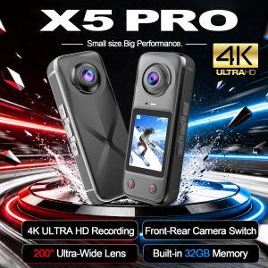 KEBIDUMEI X5 PRO 4K/60FPS Action Camera 200° Panoramic Dual Lens 66MP Built-in 32GB Memory 1500mAh Selfie Stick Sports Cam