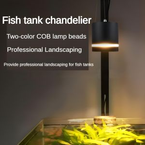Aquarium Lighting Chandelier RGB light source Color Changing Grass Tank （Including bracket）Cylindrical Hanging Lamp Fast Heat Dissipation Seawater Tank Lamp Aquarium Hanging Lamp Aqua Three gears three colors 16W 18W