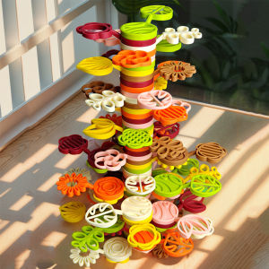 Stack Rainbow Flower Tree Stack Blocks for Colorful Gardening Set Balance Game Toy Preschool Games Educational Building and Toy