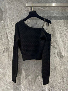 Áo Len Dệt Kim Hở Vai Thời Trang Cho Nữ Cổ Chữ V Dáng Ôm Dài Tay Mùa Thu Phong Cách Hàn Quốc Màu Trơn Chất Liệu Lông Cừu