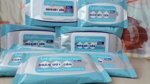 Let-green Khăn ướt cồn 50 chiếc Sạch nhanh vệ bồn Vi khuẩn tận xá