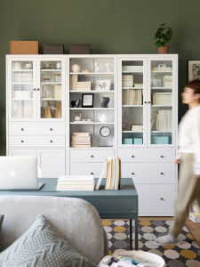 Letter Work Bookcase Glass Door Display Cabinet Minimalist with Drawer Storage Rack Nordic Modern Wrought Iron Bookcase Storage Cabinet