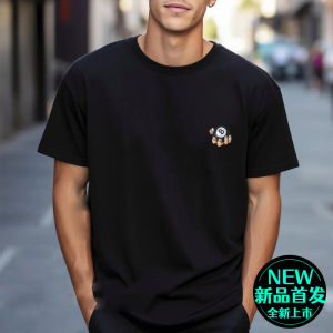 Pure Cotton round Neck Short Sleeve T-Shirt Mens Black Large Size Snooker Half Sleeve Summer New Style Breathable Casual Top