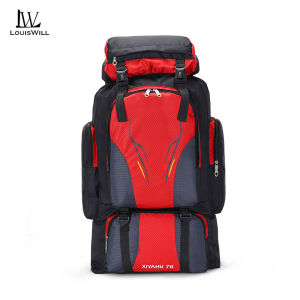 LouisWill กระเป๋าเป้สะพายหลังสำหรับปีนเขากลางแจ้งความจุขนาดใหญ่70ลิตรปกระเป๋าปีนเขากันน้ำกระเป๋าเป้สะพายหลังของผู้หญิงกระเป๋าเดินทางสะพายหลังผู้ชายออกกำลังกายกระเป๋าแคมป์ปิ้งแบบลำลอง