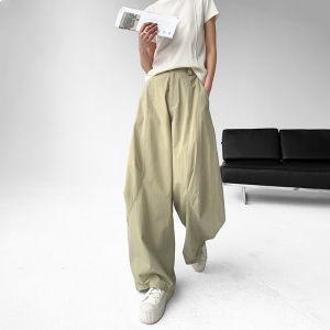 Loose Wide Leg Pants Womens Autumn Comfortable Casual High Waist Cotton Nylon Blend Raspberries Pink Trousers Harmonious Style