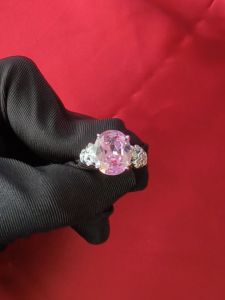 Diamcity (Free Gra Certificate) Temperamen Mode 5 Karat Moissanite Cincin Berlian Merah Muda Wanita Emas Putih